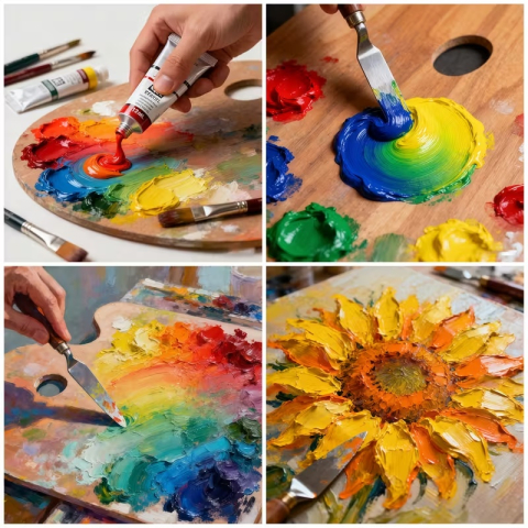 Set culori pictura ulei 12 nuante vibrante 12 buc x 12 ml pentru panza, lemn si hartie, vopsea artistica non-toxica pentru hobby si arta [12]