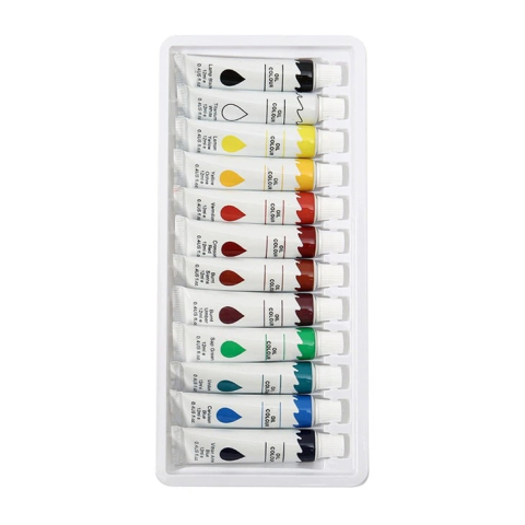 Set culori pictura ulei 12 nuante vibrante 12 buc x 12 ml pentru panza, lemn si hartie, vopsea artistica non-toxica pentru hobby si arta [1]