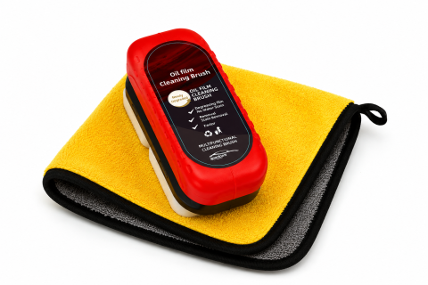 ARTICOLE AUTO - Set curatare geamuri auto cu perie anti-aburire si laveta microfibra premium 30x30cm