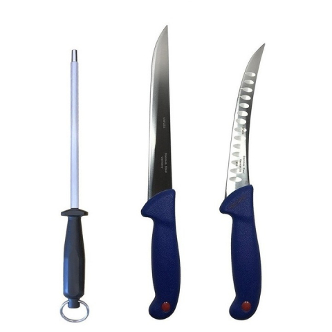 CASA & GRADINA - Set cutite profesionale de macelarie, filetat, transat, dezosat, 2 cutite, otel carbon, masat pentru ascutit