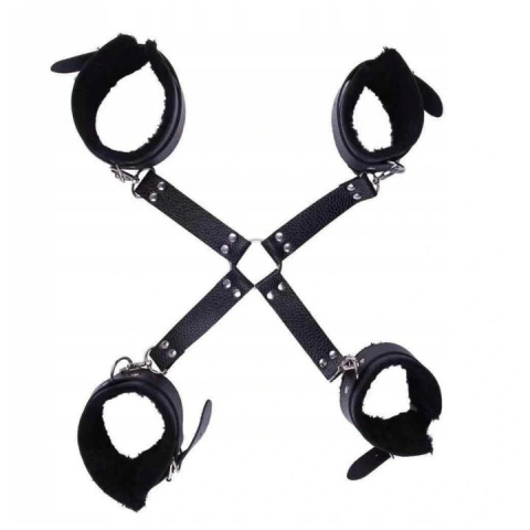 Set de 10 jucarii erotice pentru adulti, bandaj ochi, guler, bici, catuse, piele ecologica, negru [7]