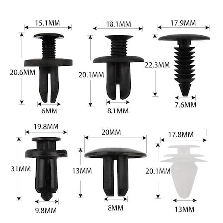Set de 100 clipsuri demontare auto universale, 6 dimensiuni diferite [3]