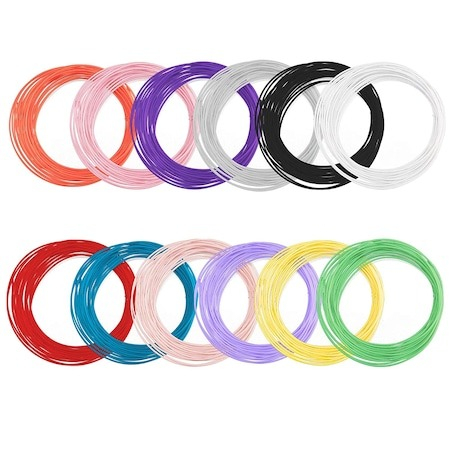 Jucării educative - Set de 12 filamente color, 36 metri, pentru creion 3D, rezerve universale de 3 m - Multicolor