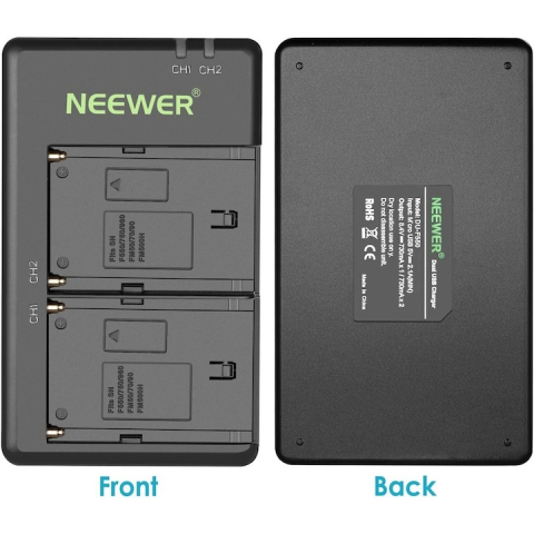 Set de 2 acumulatori Neewer NP-F970 de 6600 mAh cu incarcator dual, pentru Sony, F960 F950 F770 F750 F570 F550, LED de monitorizare [1]