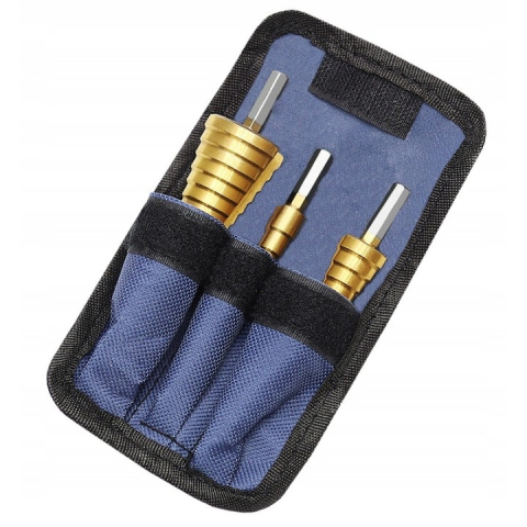 Set de burghie conice, 3 dimensiuni diferite 20-4 / 12-3 / 12-4 mm, otel HSS cu acoperire din titan – precizie, durabilitate si performanta profesionala [8]