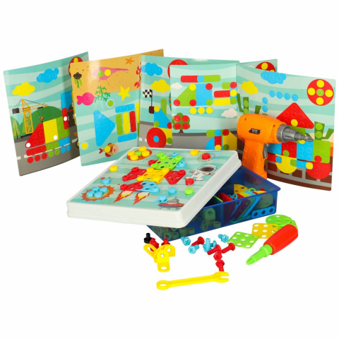 Set de constructie pentru copii, bormasina, suruburi, 261 piese, plastic, multicolor [6]