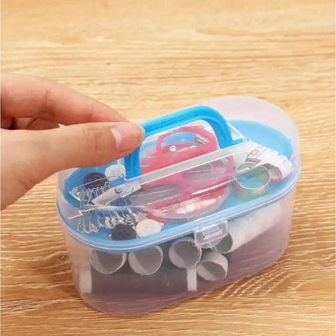 Set de croitorie, 32 de articole diferite, cutie cu clips pentru depozitare, plastic, 12.5 x 7.5 cm, multicolor [2]