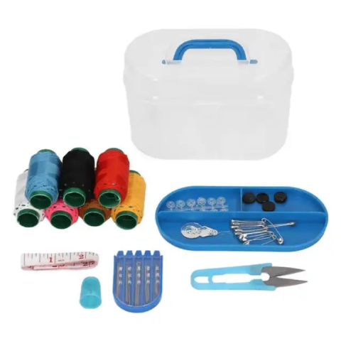 Set de croitorie, 32 de articole diferite, cutie cu clips pentru depozitare, plastic, 12.5 x 7.5 cm, multicolor [4]