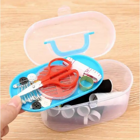 Set de croitorie, 32 de articole diferite, cutie cu clips pentru depozitare, plastic, 12.5 x 7.5 cm, multicolor [1]