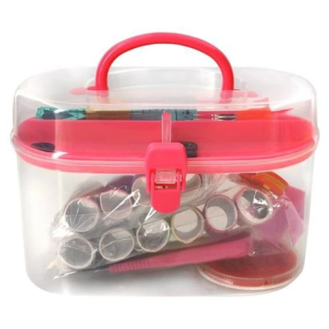 Set de croitorie, 43 articole pentru coasere si reparatii textile, cu cutie depozitare cu capac, multicolor [2]
