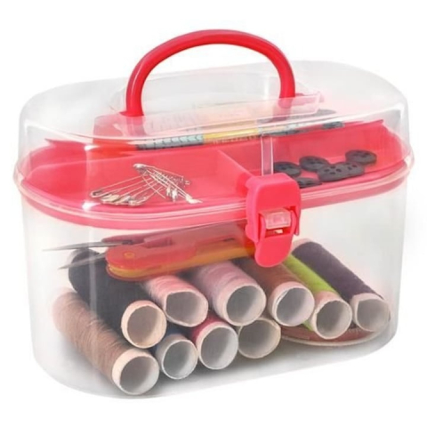 Set de croitorie, 43 articole pentru coasere si reparatii textile, cu cutie depozitare cu capac, multicolor [3]