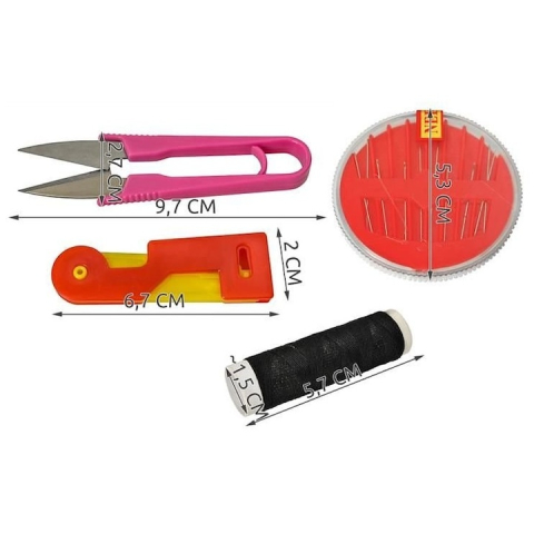 Set de croitorie, 43 articole pentru coasere si reparatii textile, cu cutie depozitare cu capac, multicolor [9]
