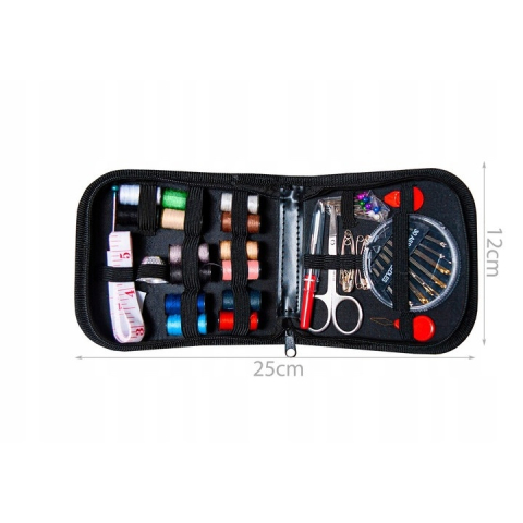 Set de croitorie, 70 articole diferite, husa depozitare cu fermoar, accesorii complete pentru coasere si reparatii, negru [6]
