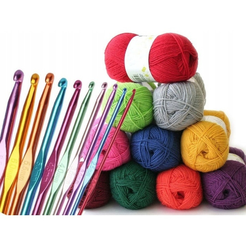 Set de crosetat, 50 piese, crosete ergonomice din aluminiu, accesorii complete, husa depozitare inclusa, multicolor [5]