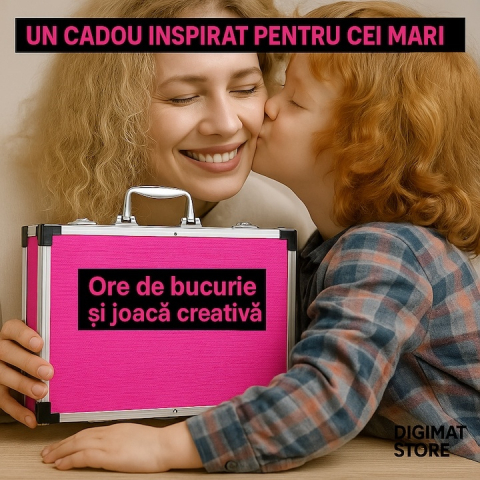 Set de desen si pictura pentru copii, 145 piese, valiza portabila din metal cu sertare, creioane, markere, acuarele, pasteluri, pensule si accesorii, organizare completa, roz [11]