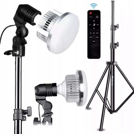 Set de iluminare foto video trepied 200 cm, bec foto LED 105W cu telecomanda control [1]