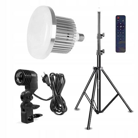 Trepiezi - Set de iluminare foto video trepied 200 cm, bec foto LED 105W cu telecomanda control