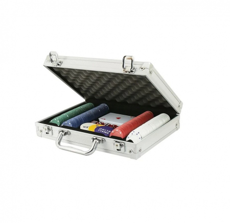 Table,Sah si Altele - Set de poker cu 200 jetoane,trusa depozitare din aluminiu - Multicolor