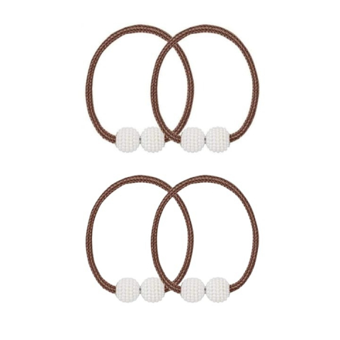Magneti draperii - Set de prindere pentru draperii si perdele,4 magneti decorativi imprimati cu margele, tip snur - Maro
