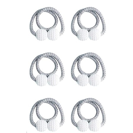 Magneti draperii - Set de prindere pentru draperii si perdele,6 magneti decorativi imprimati cu margele, tip snur - Gri