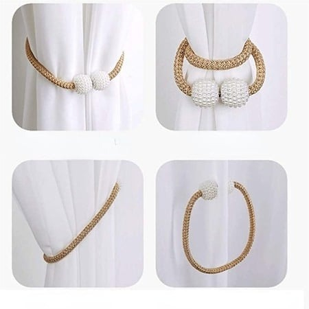 Set de prindere pentru draperii și perdele cu 2 magneți decorativi tip șnur, ornamentați cu mărgele – design elegant pentru decor interior [1]