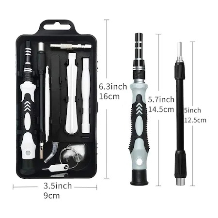 Set surubelnite multifunctionale de precizie, 115 piese, magnetice, - Negru/Gri [4]