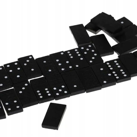 Set domino negru 14.5 x 5 x 3 cm, 28 piese, cutie din lemn cu capac culisant, joc clasic de strategie pentru copii si adulti [4]