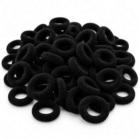Ustensile îngrijire păr - Set elastice negre, 2.3 cm, 50 bucati, pentru par fetite, accesorii pentru codite, prindere suvite, impletituri si coafuri creative