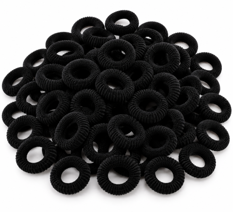 Set elastice negre, 2.3 cm, 50 bucati, pentru par fetite, accesorii pentru codite, prindere suvite, impletituri si coafuri creative [3]