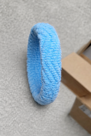 Set elastice par textile 20 piese diametru 4.5 cm nuante albastru cu cutie depozitare pentru prindere par copii si adulti [3]