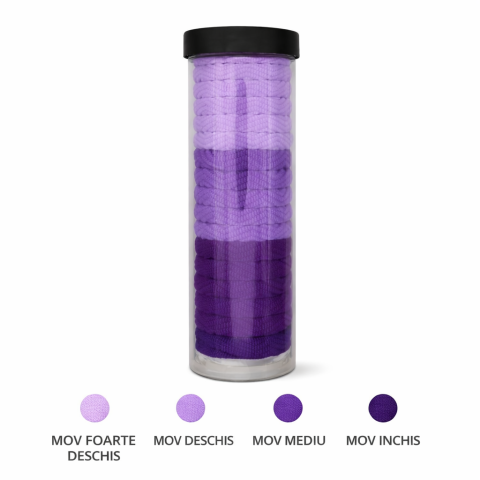 Set elastice par textile 20 piese diametru 4.5 cm nuante mov cu cutie depozitare pentru prindere par copii si adulti [1]