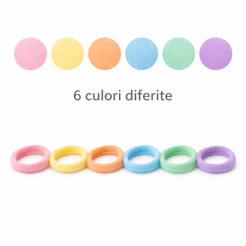 Set elastice par textile pastel, 20 bucati, diametru 4.5 cm, tub depozitare transparent, 6 culori diferite [1]