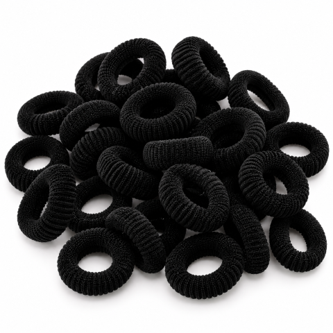 Ustensile îngrijire păr - Set elastice pentru par negre, 2.3 cm, 20 bucati, accesorii pentru fetite, codite, impletituri, coafuri si fixarea suvitelor