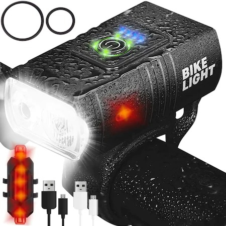 Faruri LED - Set far si stop,model Bike Light,autonomie 4 ore,alimentare USB,rezistenta la apa