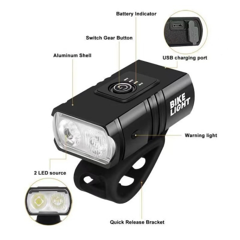 Set far si stop pentru bicicleta ,model Bike Light, autonomie 4 ore,alimentare USB, rezistenta la apa [2]