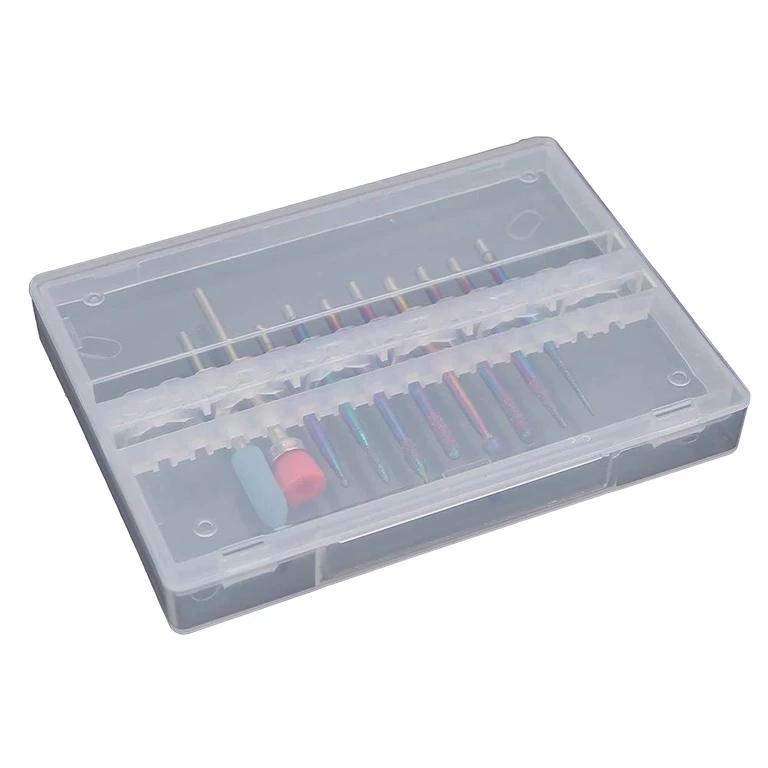 Set freze unghii multicolor 10 piese, capete diamantate pentru pila electrica, manichiura, pedichiura, cuticule, gel si acryl, cu cutie depozitare [2]