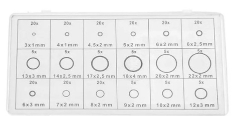 Set garnituri O-ring din cauciuc, 225 bucati, 18 dimensiuni diferite, pentru servodirectie la caseta, carcasa inclusa – etansare precisa si rezistenta la presiune ridicata [2]
