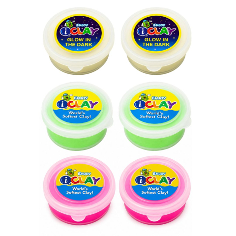 JOCURI ȘI JUCĂRII - Set hobby 6 plastiline neon si fosforescente pentru figurine si decoratiuni, 18 g fiecare 2 alb, 2 roz, 2 verde
