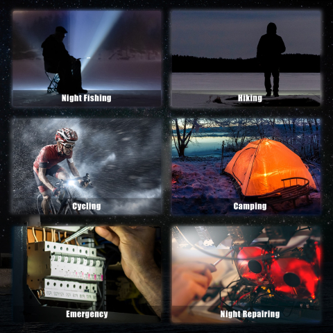 Set iluminare portabila carabina LED rosie 3 moduri + lanterna tip cheie LED rosu-negru cu carlig pentru chei [3]