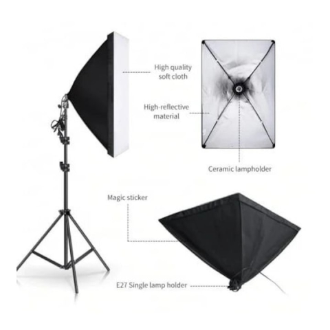 Set iluminare profesional cu 2 trepiede 200 cm, 2 softbox dreptunghiulare si 2 becuri LED 105W, telecomanda, filet 1/4 [3]