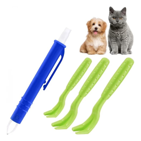 Set indepartare capuse 4 piese, carlige si penseta, plastic rezistent, verde si albastru, pentru caini si pisici [1]