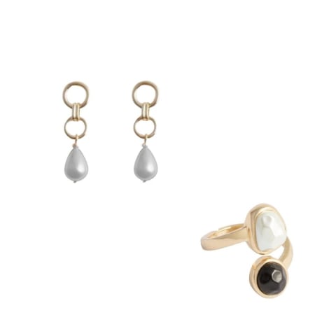 Bijuterii Avon - Set Inel și Cercei Avon Lestari – rafinament auriu, perle luminoase și eleganță festivă