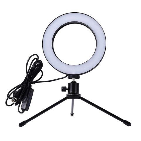 Trepiezi & Diverse - Set lampa circulara cu trepied, culoare 3200K–5800K, alimentare USB 5V, diametru inel 16 cm, pliabil – accesoriu ideal pentru fotografie