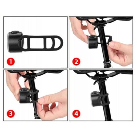 Set lumini bicicleta LED USB, far fata si stop spate, reincarcabile, 6 moduri iluminare, rezistente la apa, montaj rapid, negru [8]