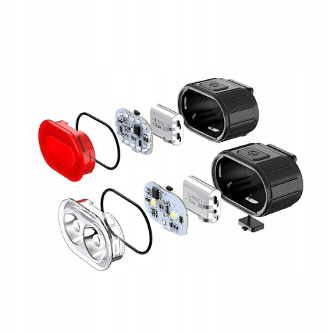 Set lumini bicicleta LED USB, far fata si stop spate, reincarcabile, 6 moduri iluminare, rezistente la apa, montaj rapid, negru [3]