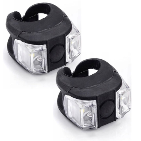 Set lumini LED pentru bicicleta din silicon, 2 bucati – lumina alba si rosie, 3 moduri de iluminare, impermeabile, prindere rapida, negru [1]