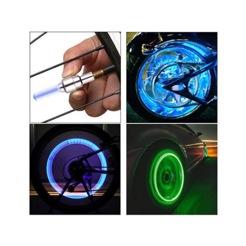 Set lumini LED pentru ventil, cu senzor de miscare, lumina verde – compatibil universal pentru masini si biciclete, impermeabil, carcasa metalica [7]