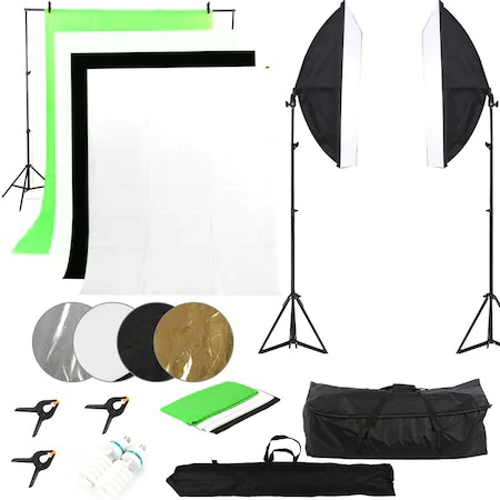 Kit foto studio,2 lumini softbox,suport fundal 2x3 m,4 panze fundal,2x bec 135W,reflector 5in1 + geanta transport [2]