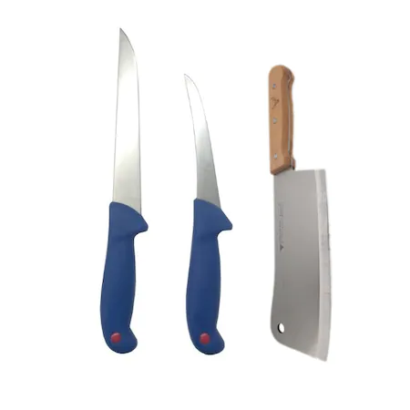 Cutite si tacamuri - Set 2 cutite profesionale macelarie + 1 satar bucatar, dezosat,feliat