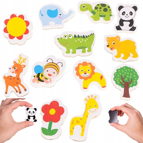 Set magneti educativi pentru frigider, multicolor, 12 piese, cu ilustratii din natura, joc de invatare si dezvoltare pentru copii [5]